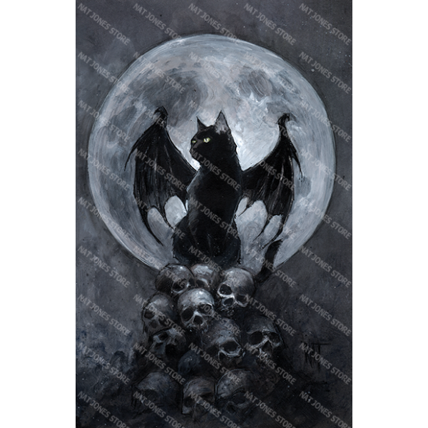 Nat Jones Mina Bat Cat Art Print